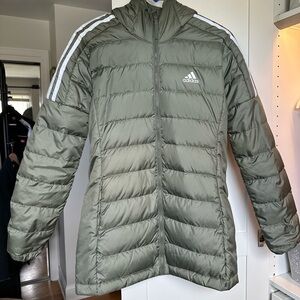Adidas Women's Essentials Down Parka in Legacy Green. Size S